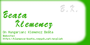 beata klemencz business card