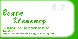 beata klemencz business card